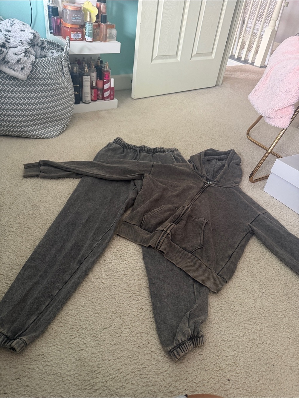 SO Olive Green Track Pants & Zip Hoodie Set